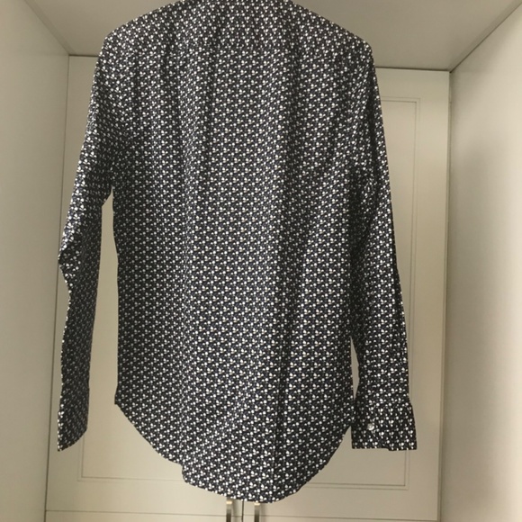 Men’s 1670 Dress Shirt US 15 Long Sleeve 32/33 Slim Fit Navy Pattern - Picture 2 of 9